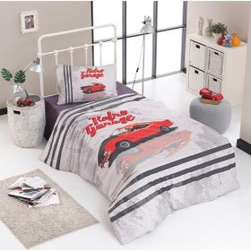 Charlotte Retro Garage 160x220 cm Antrasit Tek Kişilik Nevresim Takımı