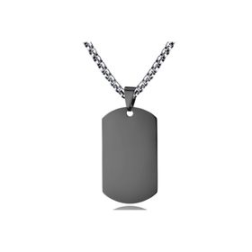 Chavin Büyük Parlak Siyah Dogtag Asker Künyesi Çelik Kolye