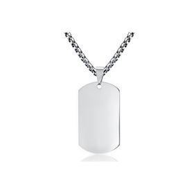 Chavin Büyük Parlak Siyah Dogtag Asker Künyesi Çelik Kolye