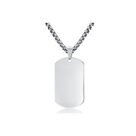 Chavin Büyük Parlak Siyah Dogtag Asker Künyesi Çelik Kolye