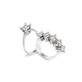 Chavin CS83-10 2.5 Carat Tektaş Beştaş Gümüş Yüzük Kombini