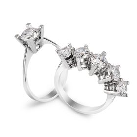 Chavin CS83-15 2.5 Carat Tektaş Beştaş Gümüş Yüzük Kombini