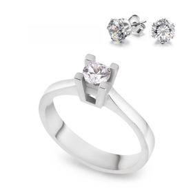 Chavin CZ38-11 0.40 Carat Zirkon Tek Taş Kadın Gümüş Yüzük
