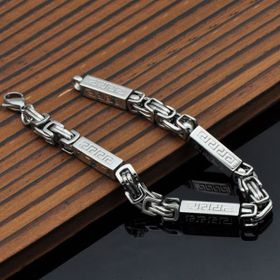Chavin DG99SY 6 mm Kral ve Greek Desen Çelik Erkek Bileklik