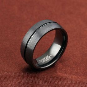 Chavin DM78 Erkek Mat Siyah Fırçalanmış Tungsten Yüzük