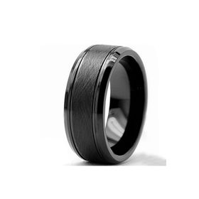 Chavin DM78 Erkek Mat Siyah Fırçalanmış Tungsten Yüzük