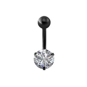 Chavin DP46 Beyaz Taşlı Siyah Çelik Göbek Piercing