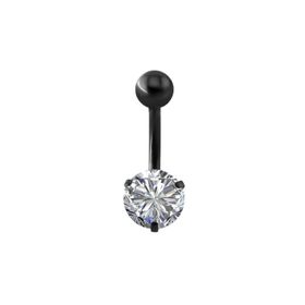 Chavin DP46 Beyaz Taşlı Siyah Çelik Göbek Piercing