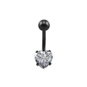 Chavin DP47 Beyaz Kalp Taşlı Siyah Çelik Göbek Piercing