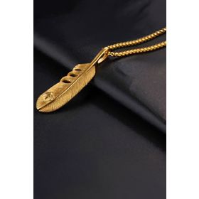 Chavin DP86SR Gold Şans Tüyü Kartal Tüy Figürlü Çelik Erkek Kolye