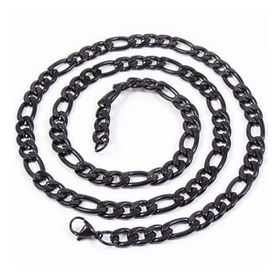 Chavin DP90 Figaro Yassı 7 mm 60 cm Siyah Çelik Erkek Zincir
