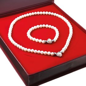 Chavin DS48 İnci Küçük Broş Gümüş Bileklik Küpe Takımı Set Kolye