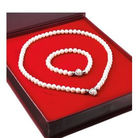 Chavin DS48 İnci Küçük Broş Gümüş Bileklik Küpe Takımı Set Kolye