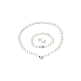 Chavin DS48 İnci Küçük Broş Gümüş Bileklik Küpe Takımı Set Kolye