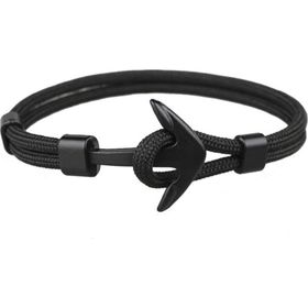 Chavin DT36SY Siyah Paracord İp Çapa Metal Erkek Bileklik