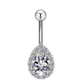 Chavin DT59BY Beyaz Damla Taşlı Çelik Göbek Piercing