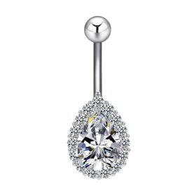 Chavin DT59BY Beyaz Damla Taşlı Çelik Göbek Piercing