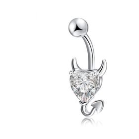 Chavin DT70BY Beyaz Kalp Taşlı Şeytan Çelik Göbek Piercing