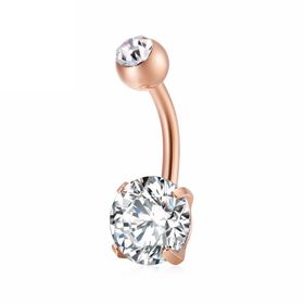Chavin DT91RS Beyaz Taşlı Rose Çelik Göbek Piercing