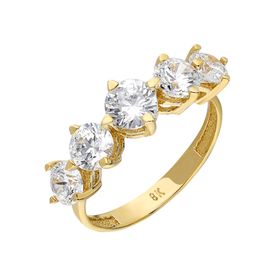 Chavin DU35-14 2.1 Carat 2.7 gr 5 Taş Taşlı Zirkon Altın Yüzük