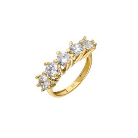 Chavin DU38 Sarı 11 5 Taş 3.75 Karat Taşlı 4.7 gr Zirkon Altın Yüzük