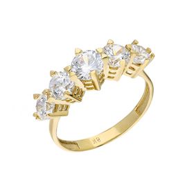 Chavin DY14SR-13 2.1 Carat 2.2 gr 5 Taş Taşlı Zirkon Altın Yüzük