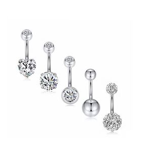 Chavin EC92BY 5 Adet Taşlı Taşsız Cerrahi Çelik Göbek Piercing