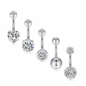 Chavin EC92BY 5 Adet Taşlı Taşsız Cerrahi Çelik Göbek Piercing