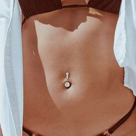 Chavin ED05RS Dört Sıra Taşlı Rose Göbek Piercing