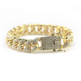 Chavin ED93SR 12 mm Kalın Gold Aloy Taşlı Erkek Bileklik