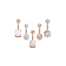 Chavin EH02RS 5 Adet Taşlı Taşsız Cerrahi Çelik Göbek Piercing