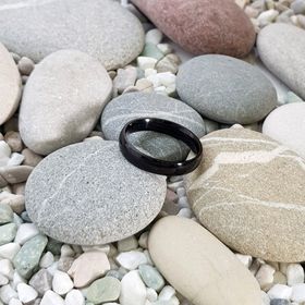 Chavin EH24SY 4 mm Söz Nişan Siyah Çelik Yüzük