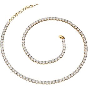Chavin EK18SR-4 Gold 4 mm Su Yolu Taşlı Kadın Kolye Zincir