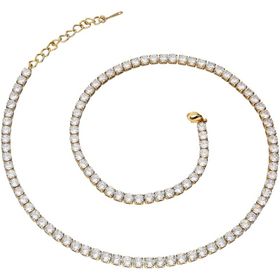 Chavin EK18SR-4 Gold 4 mm Su Yolu Taşlı Kadın Kolye Zincir