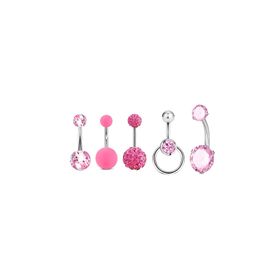 Chavin EN45PM 5 Adet Pembe Cerrahi Çelik Göbek Piercing