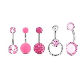 Chavin EN45PM 5 Adet Pembe Cerrahi Çelik Göbek Piercing