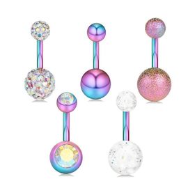 Chavin EN48ML 5 Adet Çok renkli Cerrahi Çelik Göbek Piercing