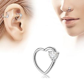 Chavin EN55 Bayan Kalp Kulak Kıkırdak Burun Piercing Küpe