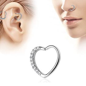 Chavin EN55 Bayan Kalp Kulak Kıkırdak Burun Piercing Küpe