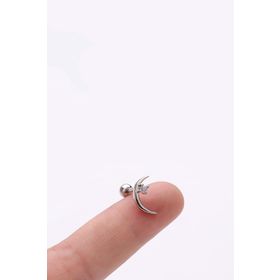 Chavin EN68SR Bayan Taşlı Ay Kulak Kıkırdak Piercing Çelik Küpe