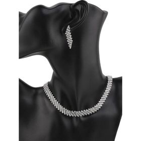Chavin ES06 Düğün Nişan Kına Zirkon Taşlı Kadın Kolye Küpe Set