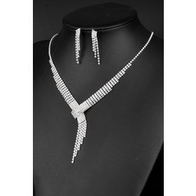 Chavin ES08 Düğün Nişan Kına Zirkon Taşlı Kadın Kolye Küpe Set