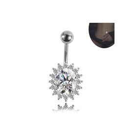 Chavin ET13 Komple Taşlı Çiçek Göbek Piercing