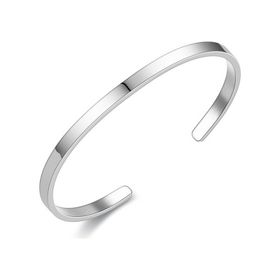 Chavin ET36BY 4 mm Gri İnce Kelepçe Dizayn Çelik Erkek Bileklik