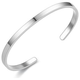 Chavin ET36BY 4 mm Gri İnce Kelepçe Dizayn Çelik Erkek Bileklik