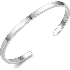 Chavin ET36BY 4 mm Gri İnce Kelepçe Dizayn Çelik Erkek Bileklik