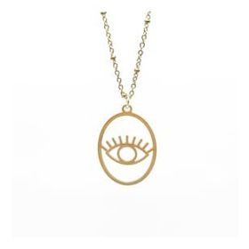 Chavin ET52SR Gold Yuvarlak İçinde Göz Çelik Kadın Kolye