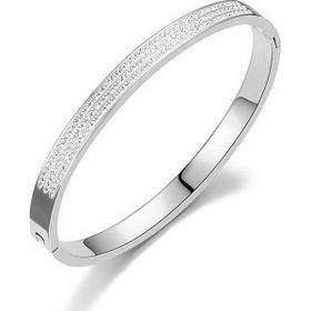 Chavin EU18BY 6 mm Gri Çelik Taşlı Bayan Kelepçe Bileklik