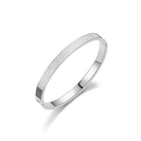 Chavin EU18BY 6 mm Gri Çelik Taşlı Bayan Kelepçe Bileklik