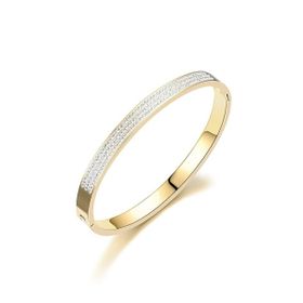 Chavin EU18SR 6 mm Gold Çelik Taşlı Bayan Kelepçe Bileklik